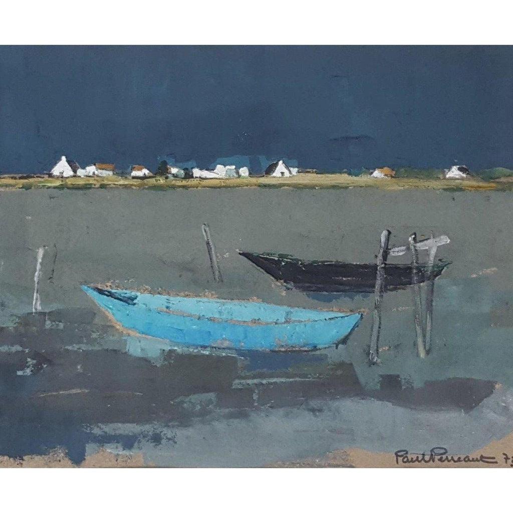 Paul Perreaut Rowing Boats on the Marsh - 1973