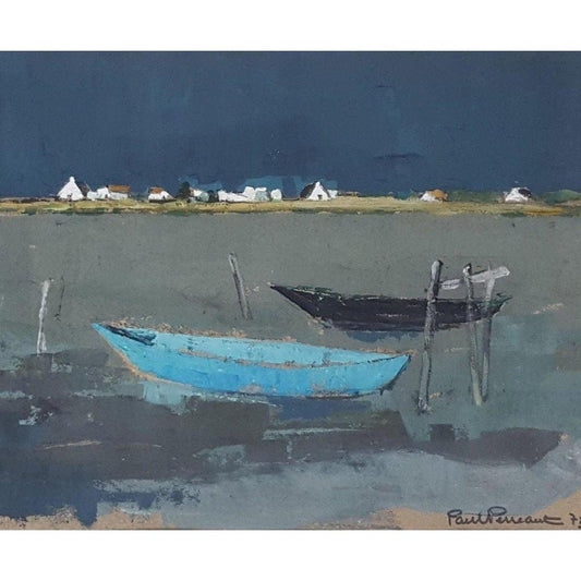 Paul Perreaut Rowing Boats on the Marsh - 1973