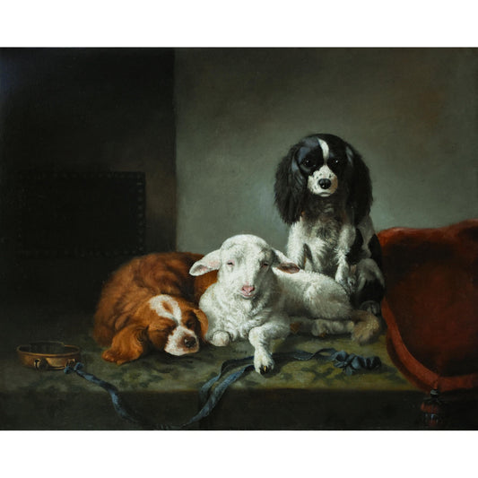 Two Dogs and a Lamb – 19th Century French School - Winckelmann Gallery