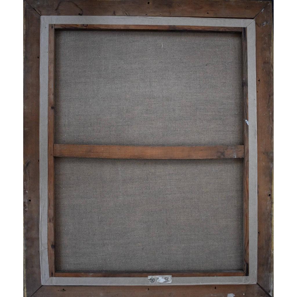 Verso back of French School painting showing relined canvas 1830s