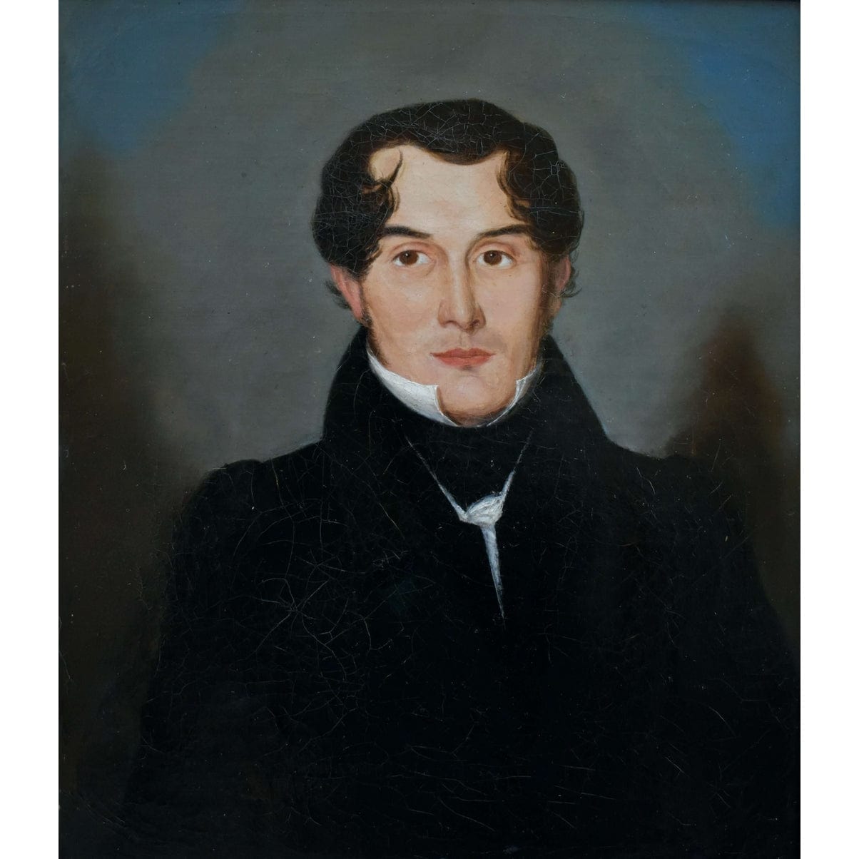 19th-century oil portrait of a gentleman in a gilded frame, attributed to Maria Röhl