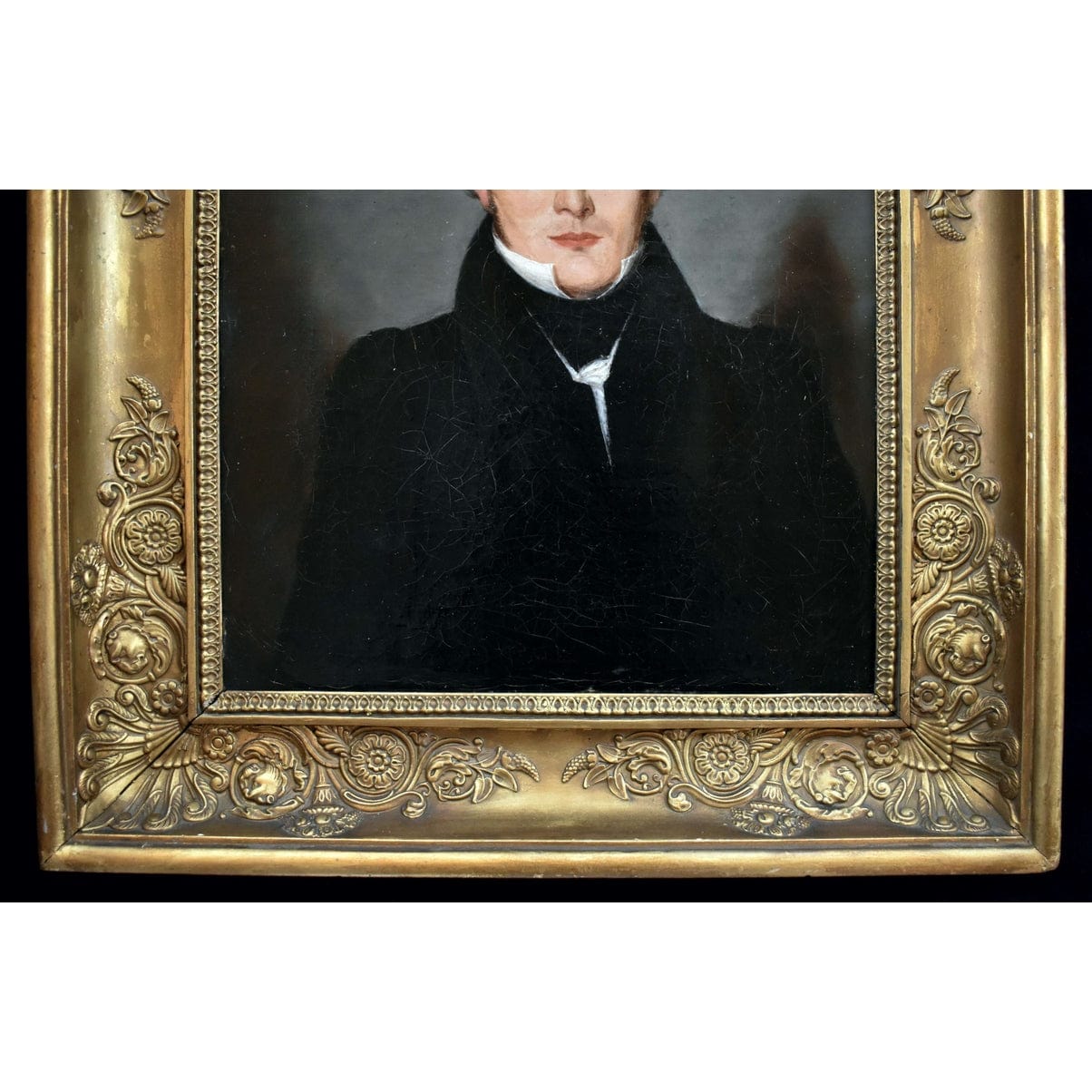 19th-century oil portrait of a gentleman in a gilded frame, attributed to Maria Röhl