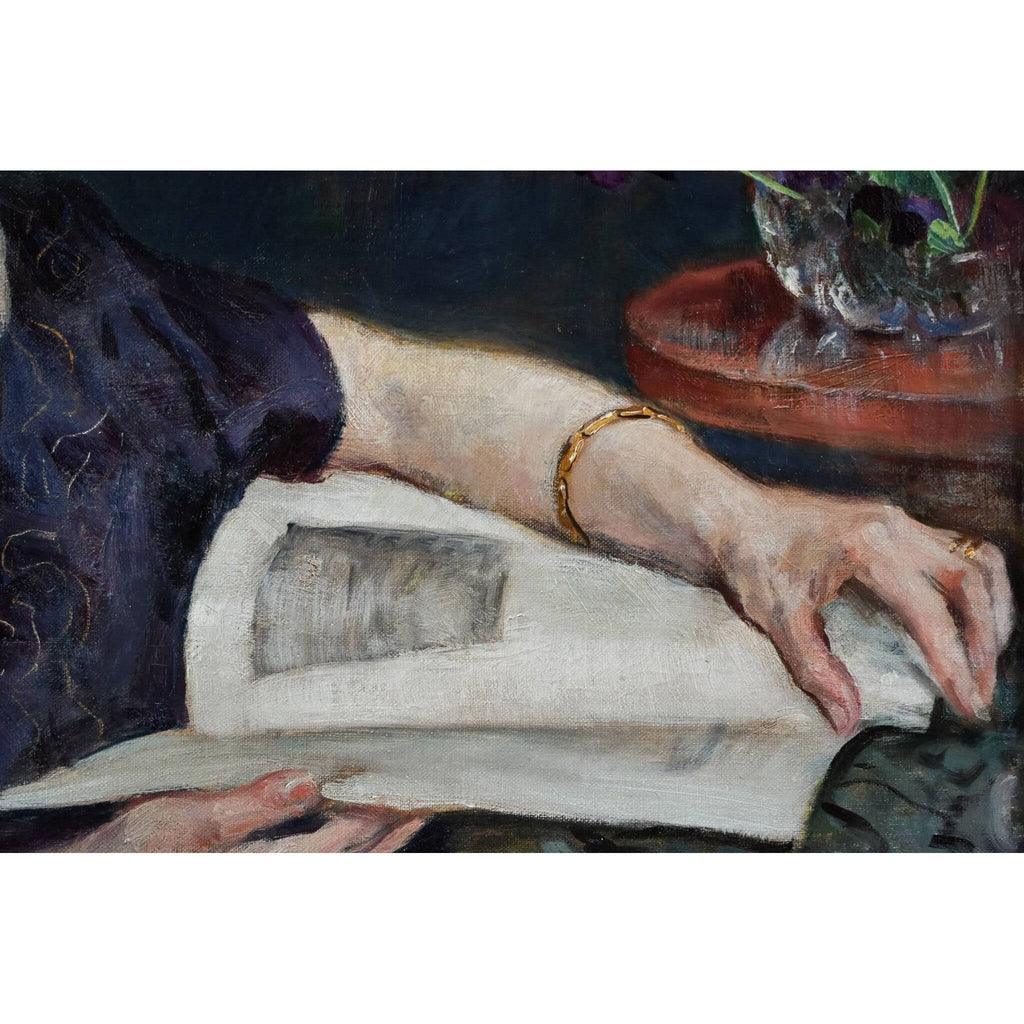 Hugo Backmansson oil painting depicting a portrait of a woman in profile Winckelmann Gallery