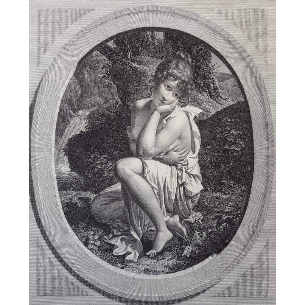 Pierre Audouin engraving scene depicting a girl with an arrow Winckelmann Gallery
