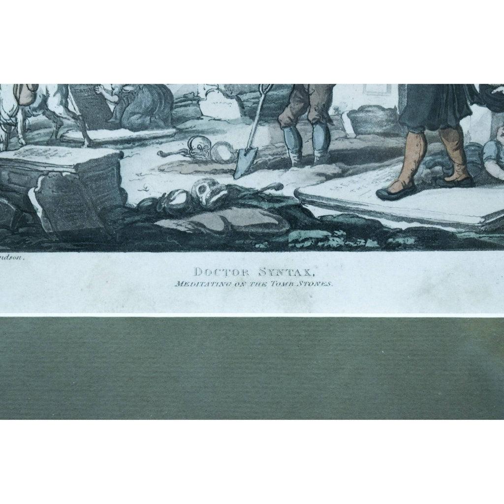 Thomas Rowlandson etching print entitled Doctor Syntax Meditating on the Tomb Stones Winckelmann Gallery