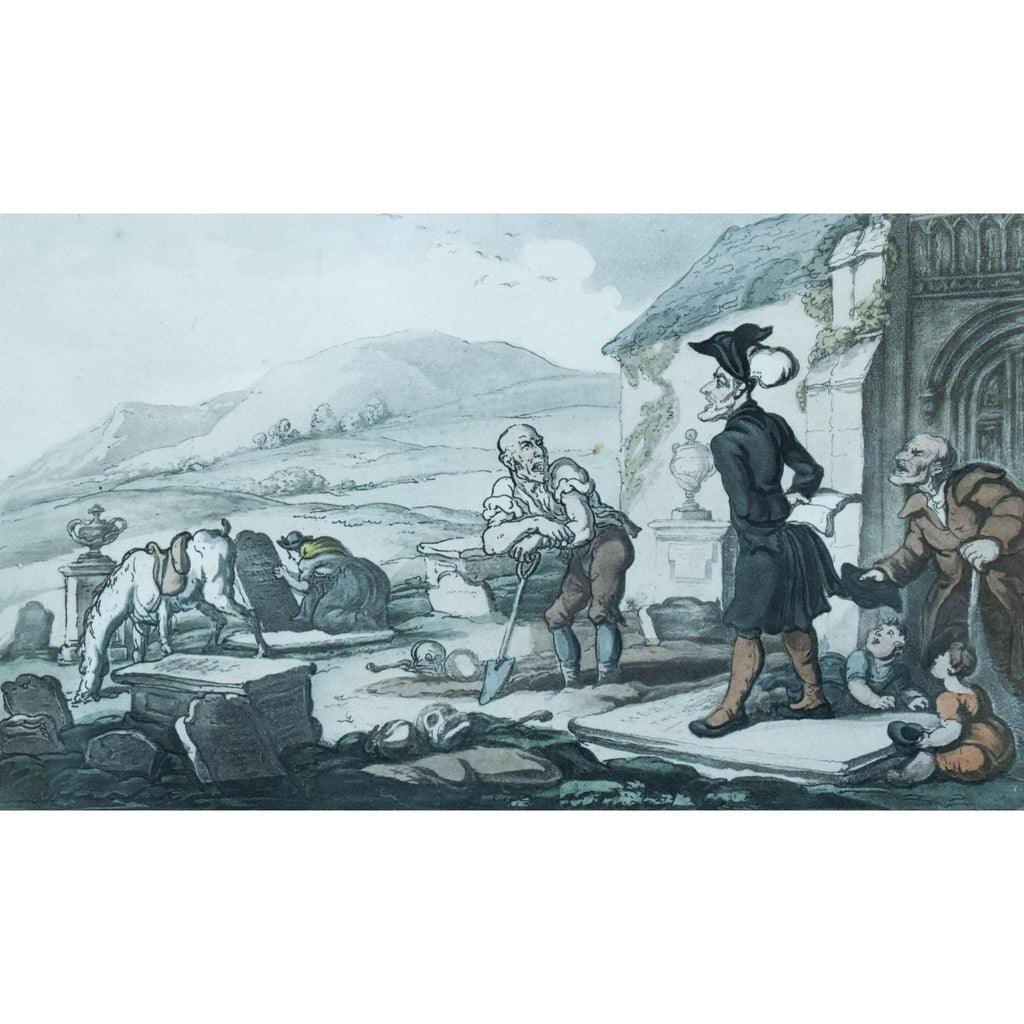 Thomas Rowlandson etching print entitled Doctor Syntax Meditating on the Tomb Stones Winckelmann Gallery