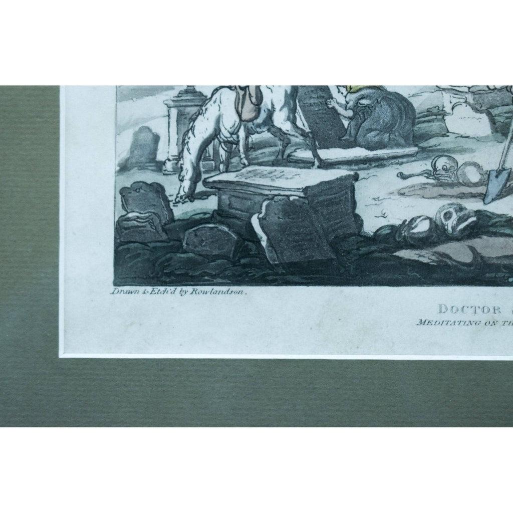 Thomas Rowlandson etching print entitled Doctor Syntax Meditating on the Tomb Stones Winckelmann Gallery