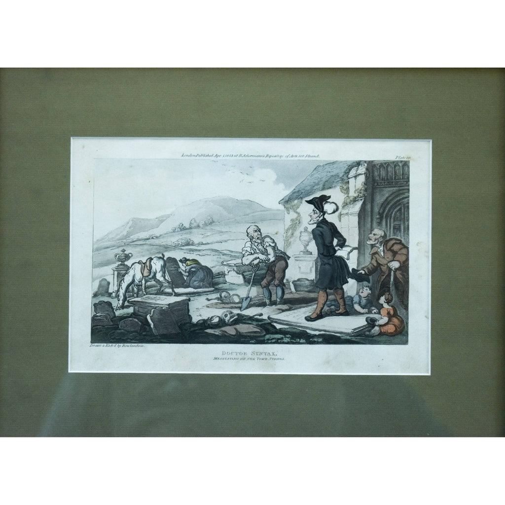 Thomas Rowlandson etching print entitled Doctor Syntax Meditating on the Tomb Stones Winckelmann Gallery