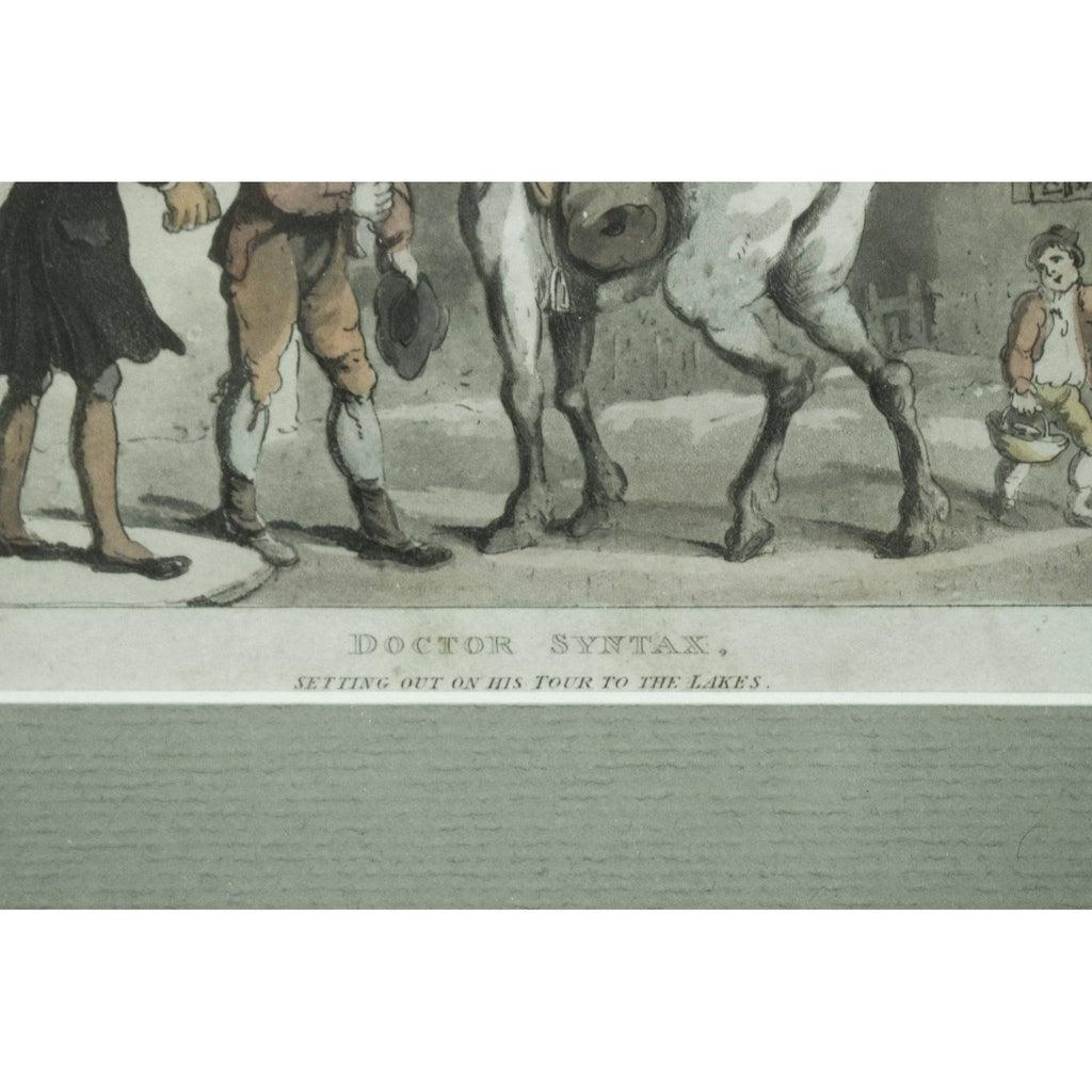 Thomas Rowlandson etching print entitled Doctor Syntax Setting Out On His Tour To The Lakes Winckelmann Gallery