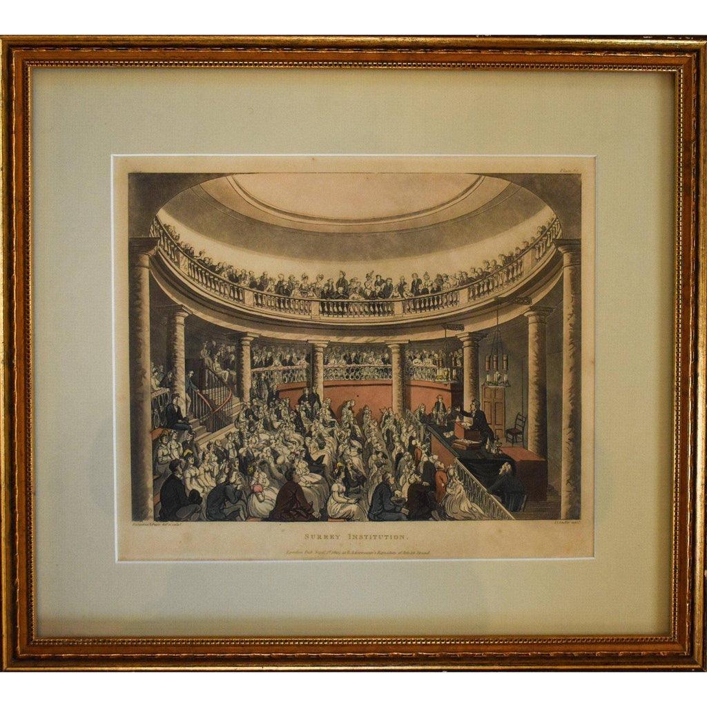 Thomas Rowlandson etching print entitled Surrey Institution Winckelmann Gallery