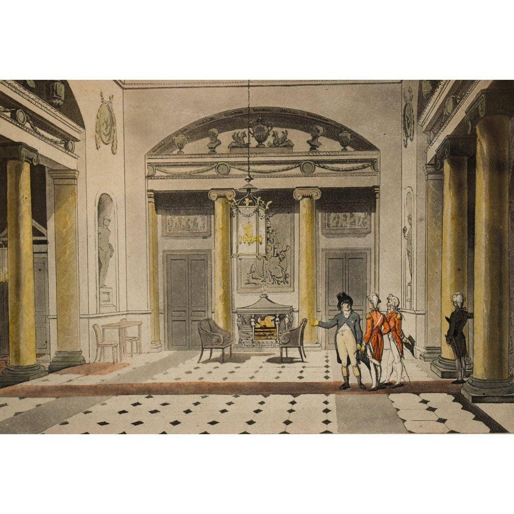 Thomas Rowlandson etching print entitled The Hall Carlton House Winckelmann Gallery