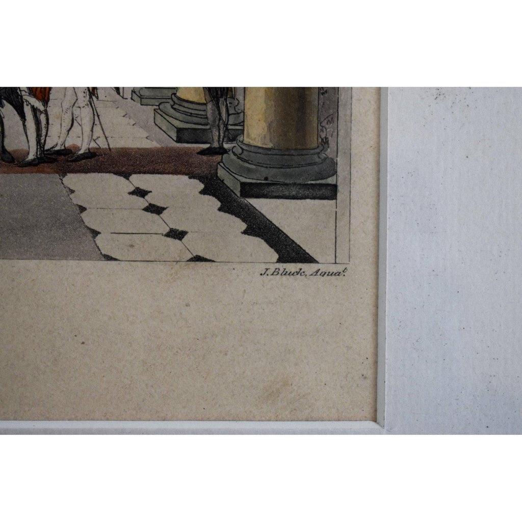 Thomas Rowlandson etching print entitled The Hall Carlton House Winckelmann Gallery