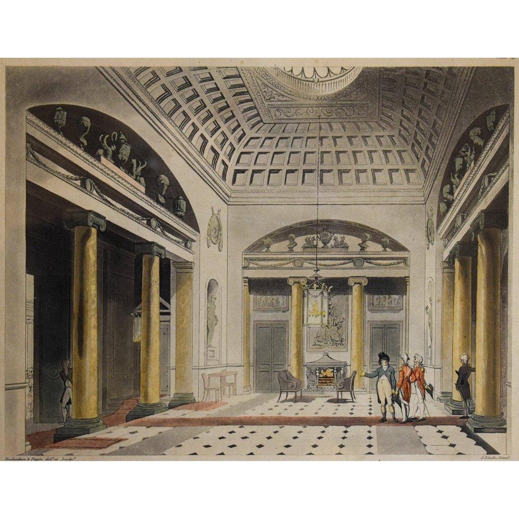 Thomas Rowlandson etching print entitled The Hall Carlton House Winckelmann Gallery