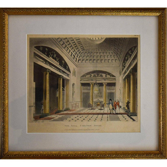 Thomas Rowlandson etching print entitled The Hall Carlton House Winckelmann Gallery