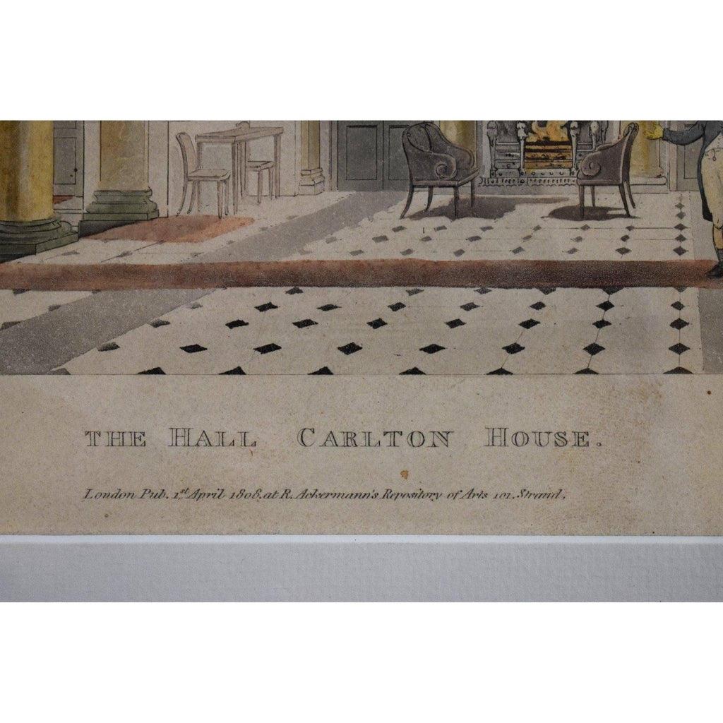 Thomas Rowlandson etching print entitled The Hall Carlton House Winckelmann Gallery
