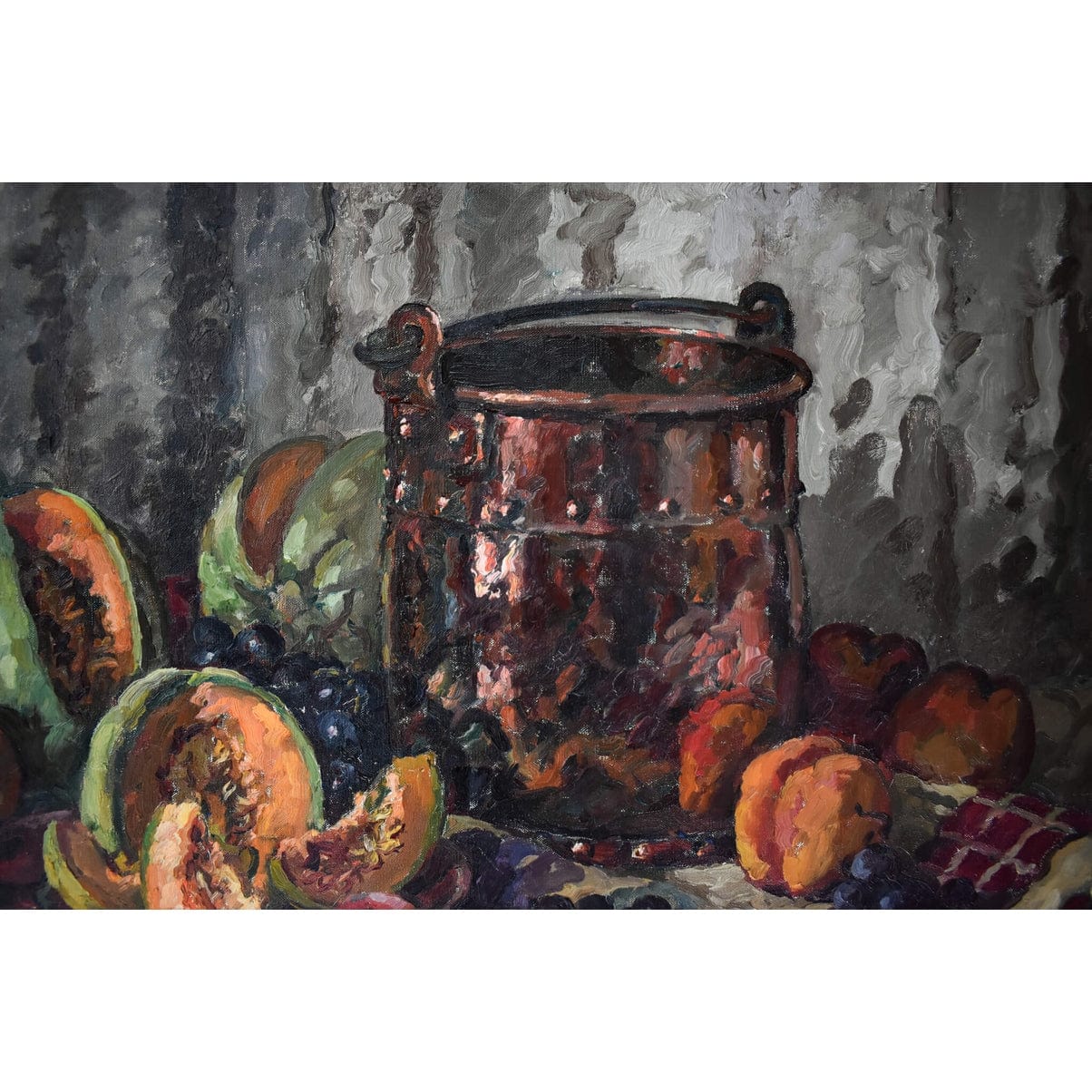 Adeline Hugonnard - Nature morte avec pot en cuivre et fruits