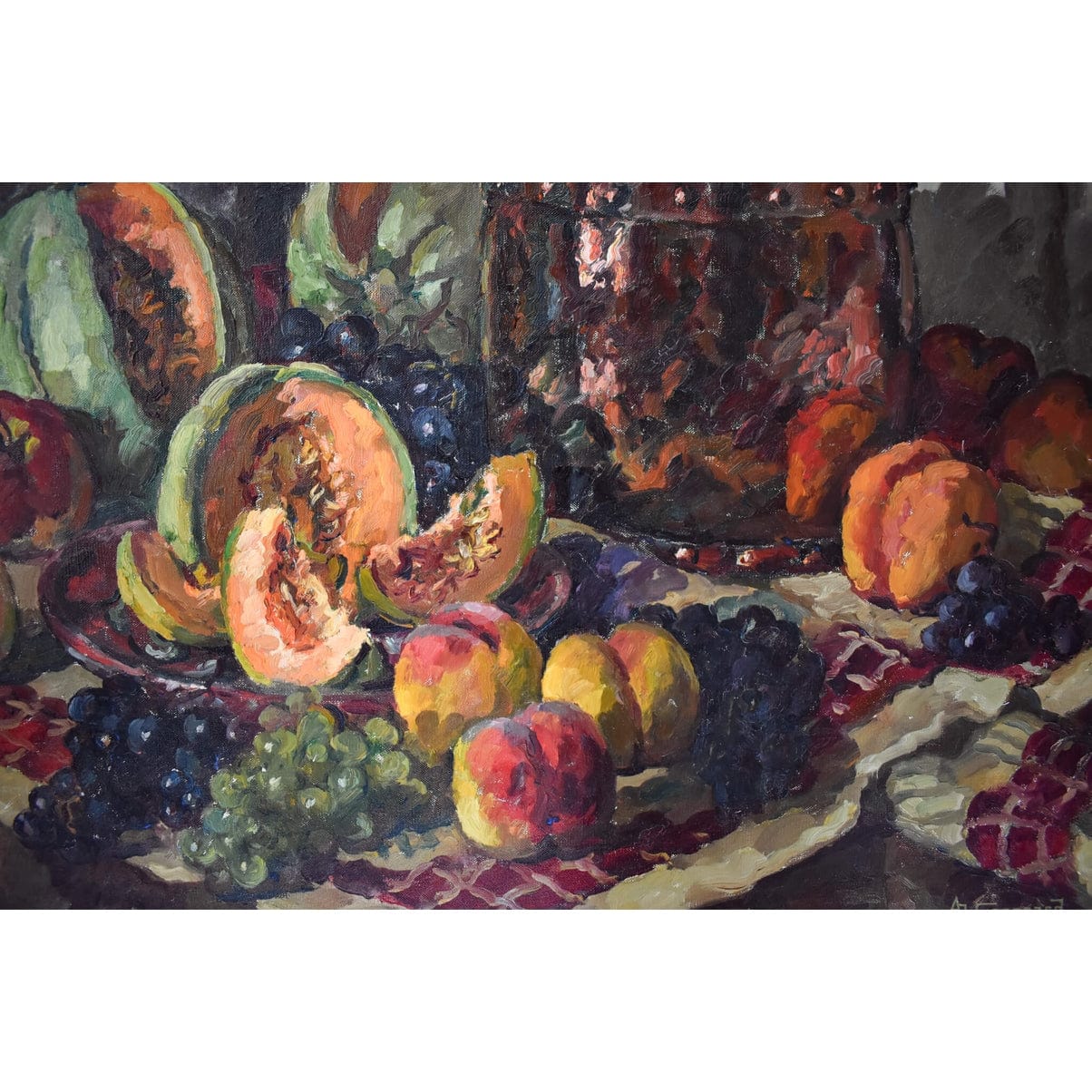 Adeline Hugonnard - Nature morte avec pot en cuivre et fruits