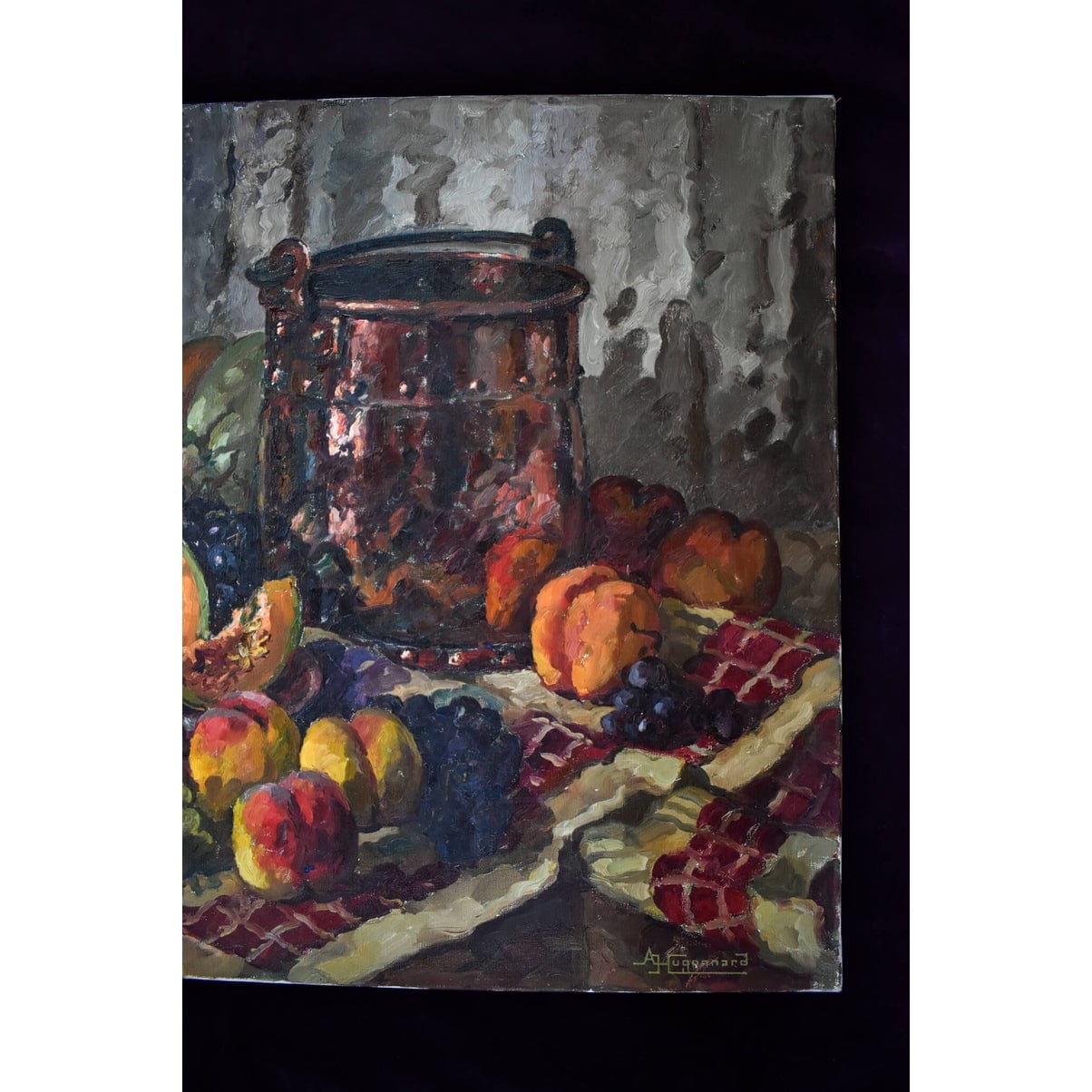 Adeline Hugonnard - Nature morte avec pot en cuivre et fruits