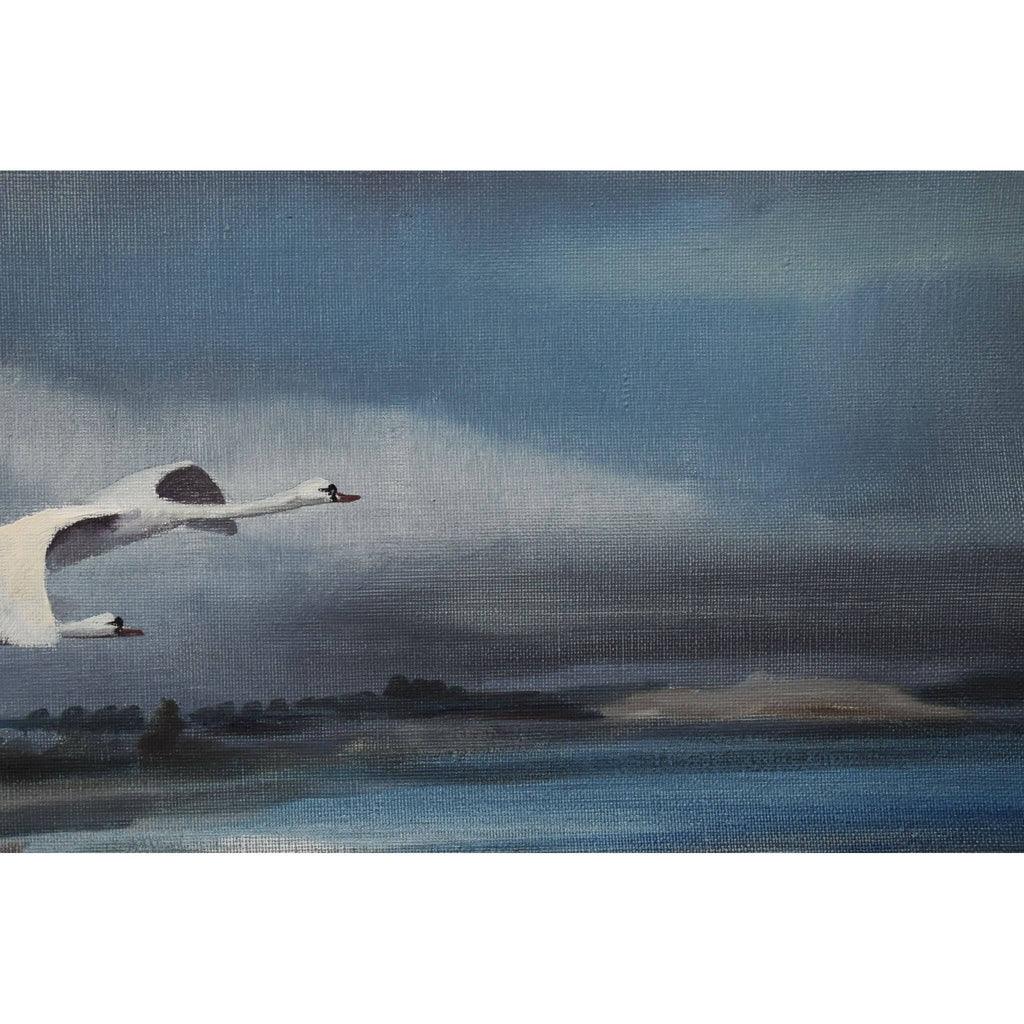 Arne Lidqvist oil painting landscape with swans Winckelmann Gallery