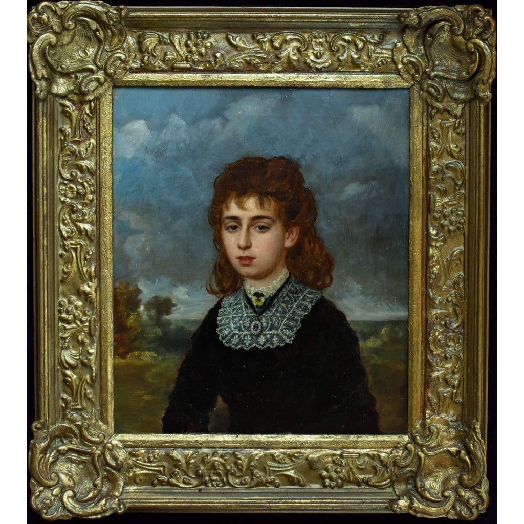 Antique painting portrait of Oceana Blanche Lega-Weekes made in 1878 by Arthur Miles, for sale at Winckelmann Gallery