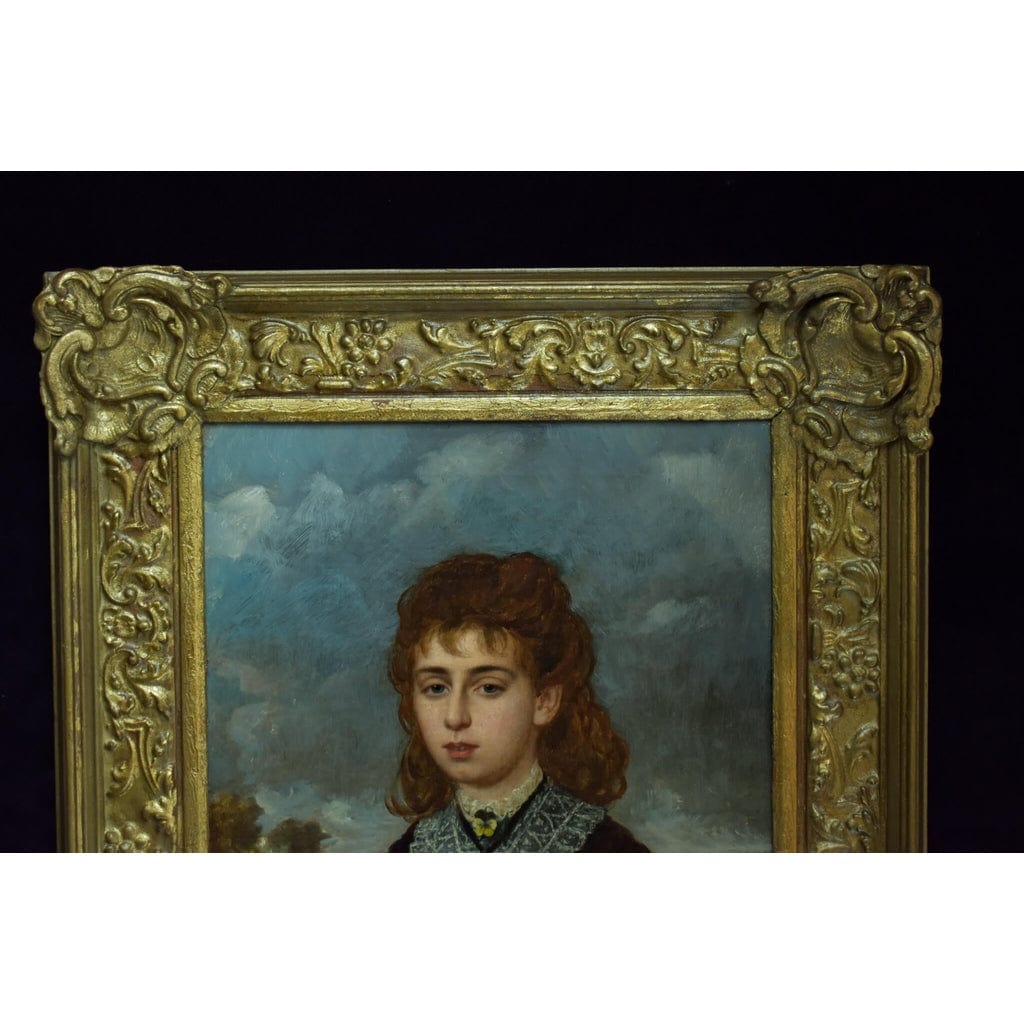 Antique painting portrait of Oceana Blanche Lega-Weekes made in 1878 by Arthur Miles, for sale at Winckelmann Gallery