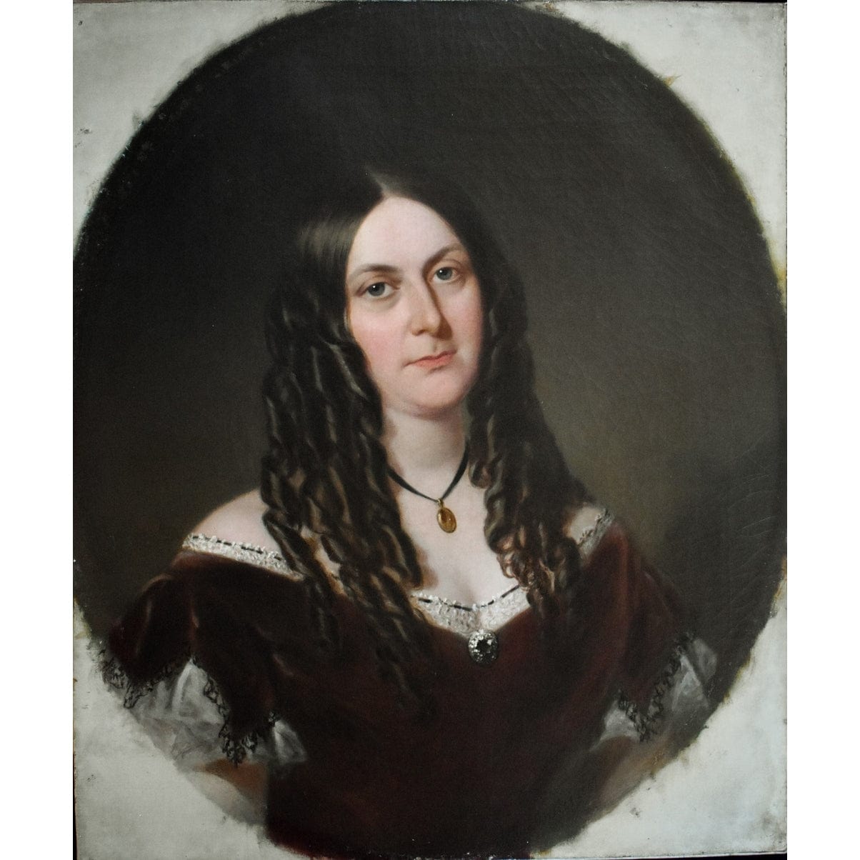 Portrait of Charlotte Waddell by Arthur Miles, 1867, Victorian oil painting for sale at Winckelmann Gallery.