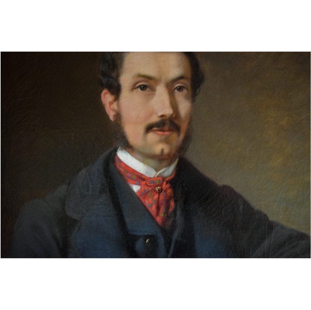 Antique oil painting of Franz Sterrer depicting a portrait of a distinguished gentleman for sale at Winckelmann Gallery.