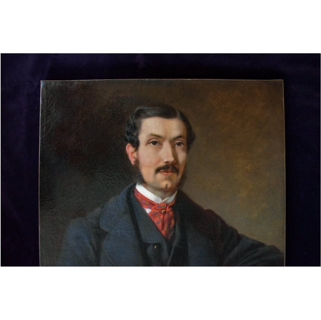 Antique oil painting of Franz Sterrer depicting a portrait of a distinguished gentleman for sale at Winckelmann Gallery.