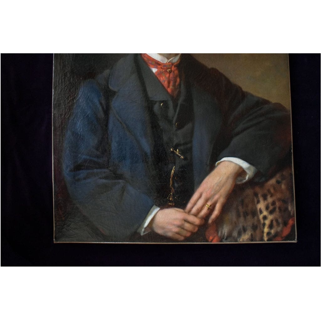 Antique oil painting of Franz Sterrer depicting a portrait of a distinguished gentleman for sale at Winckelmann Gallery.