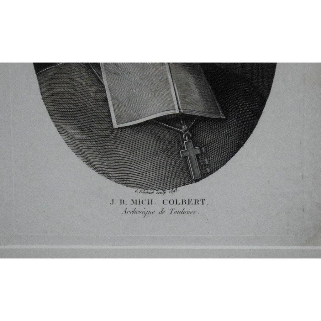 Artist signature detail Gerard Edelinck Sculp 1693 lower portion engraving