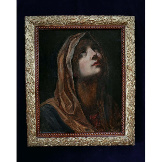 Mater Dolorosa after Guido Reni – 19th-century German School oil painting of Virgin Mary framed in antique gilded wood