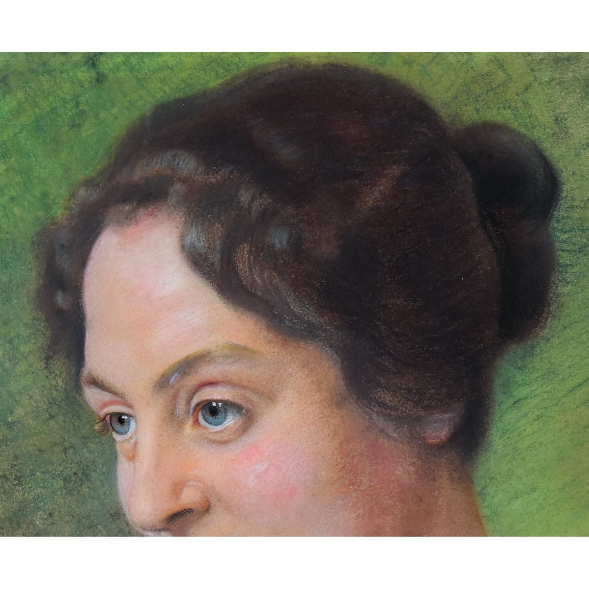 Original 1919 pastel portrait of elegant woman by German artist August Paul Beckert, showcasing masterful technique in realistic portraiture