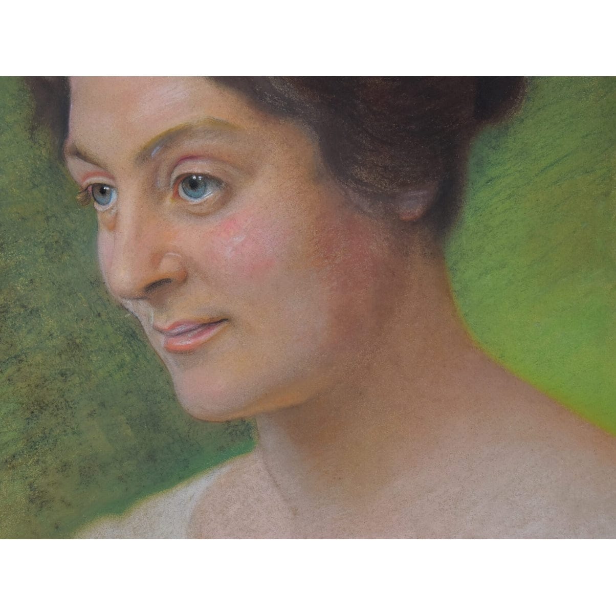 Original 1919 pastel portrait of elegant woman by German artist August Paul Beckert, showcasing masterful technique in realistic portraiture