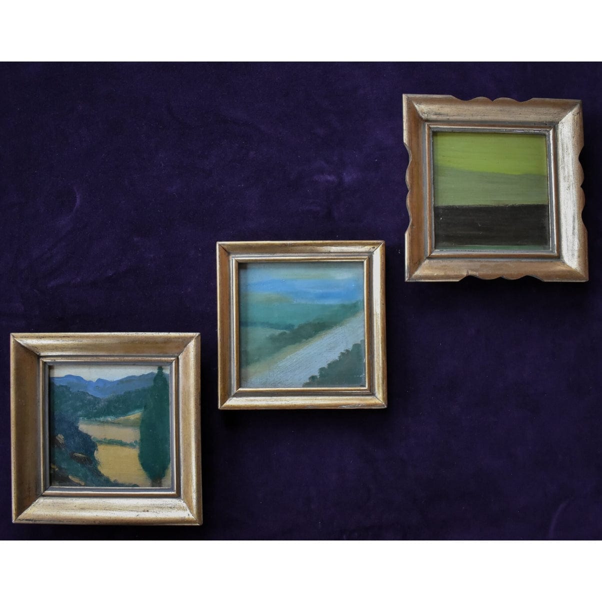Original set five oil painting landscapes by Spanish artist Pep Camps for sale at Winckelmann Gallery