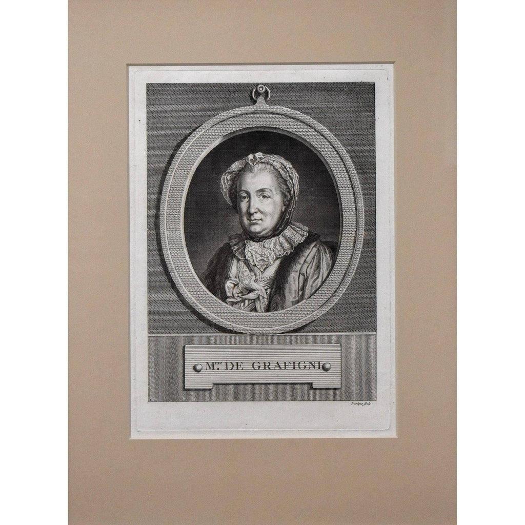 Pierre Charles Lévêque engraving portrait of Françoise de Graffigny Winckelmann Gallery