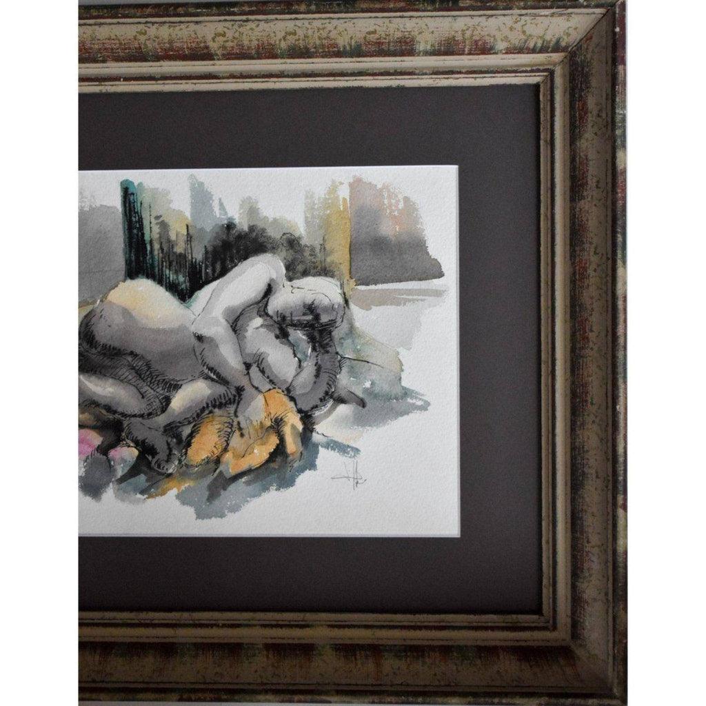 Roger Coppe watercolour painting depicting a nude female figure Winckelmann Gallery