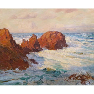 Arthur John Black Rocky Shore at Sunset – Early 20th Century