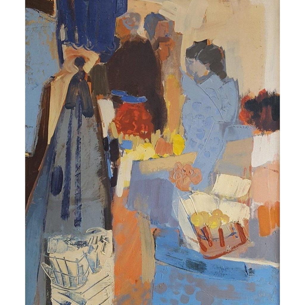 Claude Mancini Busy Market Scene – 1966