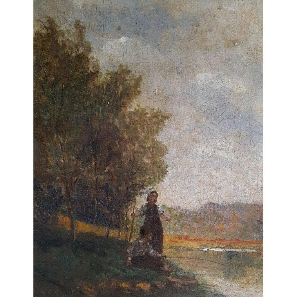 French School Children Fishing - Circa 1860