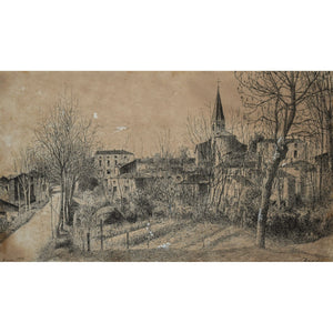 Hure Village View - Drawing Landscape