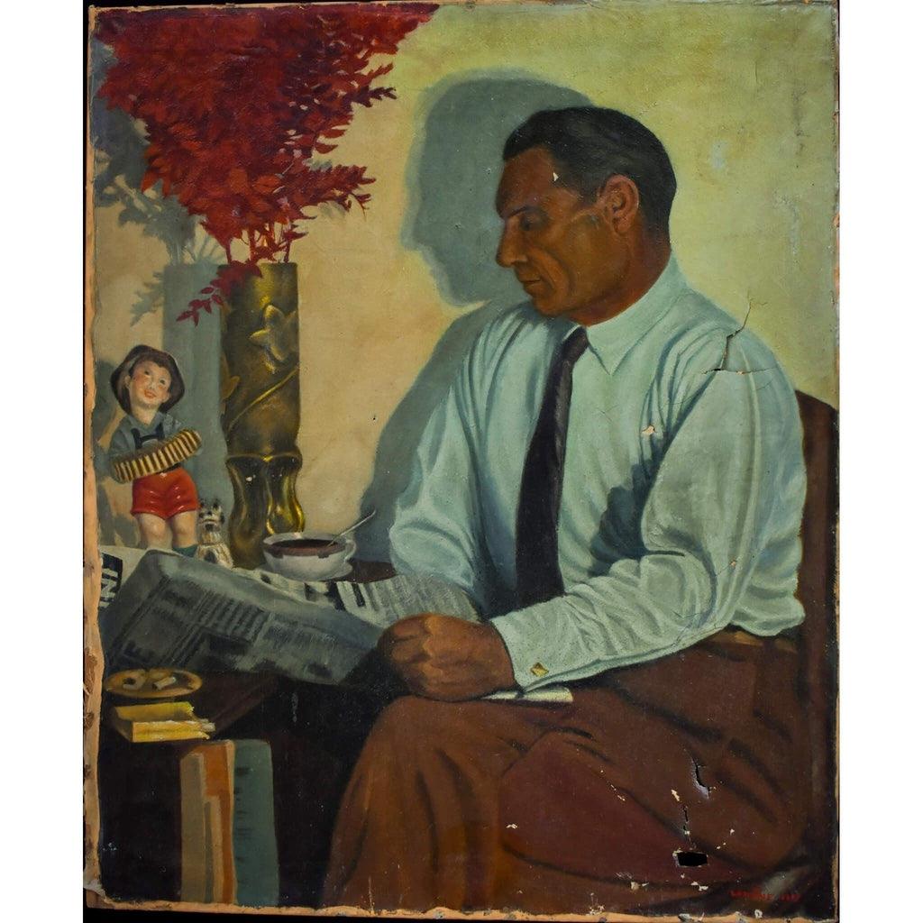 Interior Scene With A Man - Signed Lareine