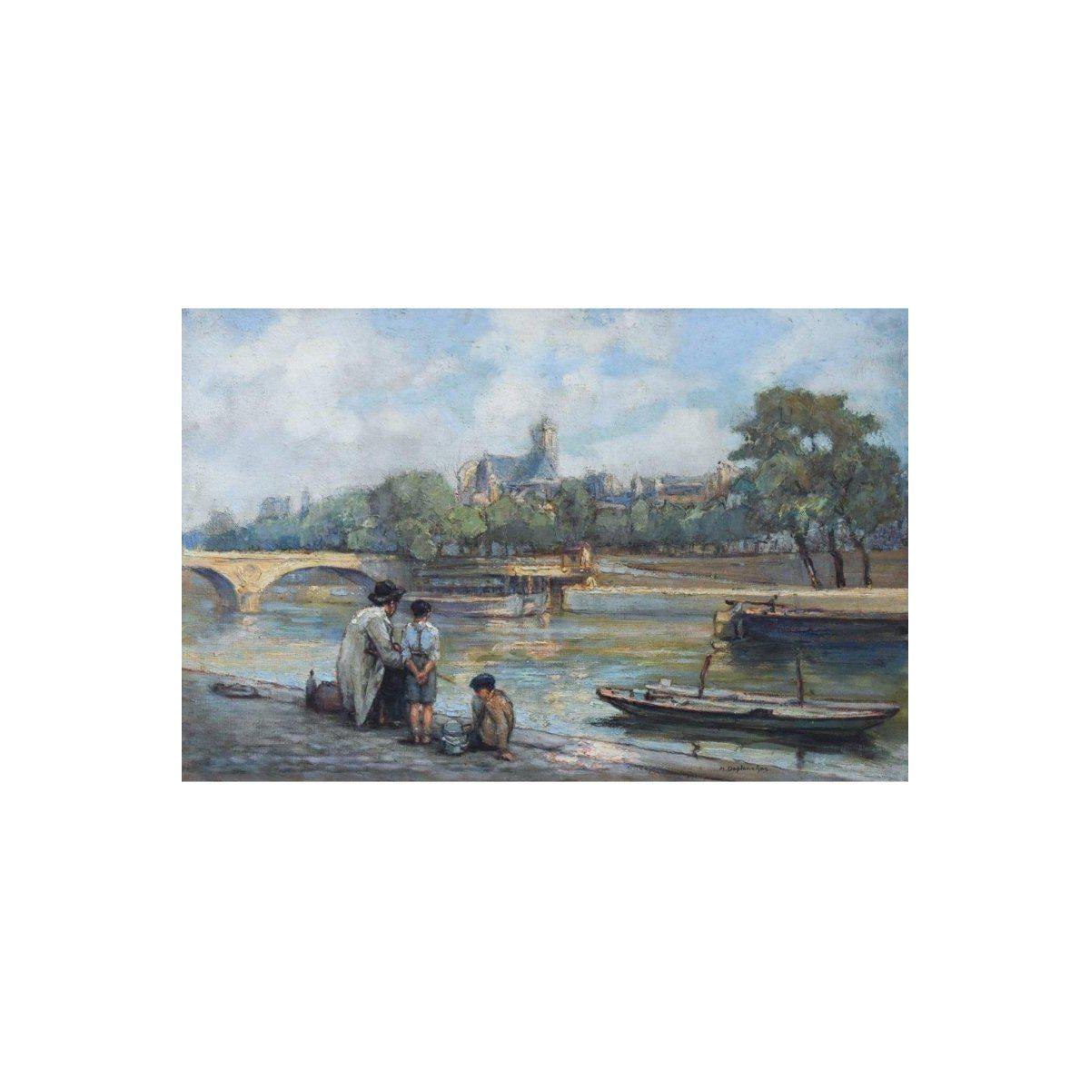 Adolphe Déplanches -  View of the Seine in Paris - Winckelmann Gallery