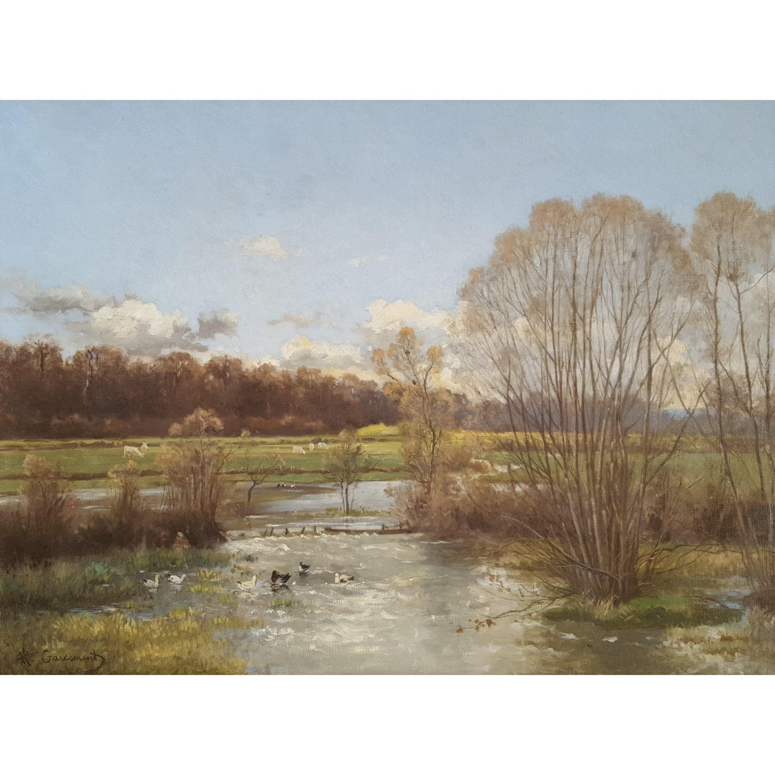 Alfred Garcement – Ducks on the River – Circa 1900 - Winckelmann Gallery