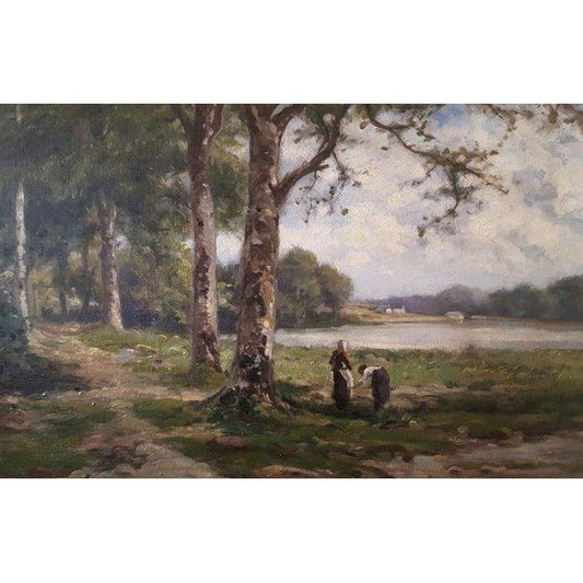 Barbizon School - Peasant Women at the River’s Edge - Circa 1870 - Winckelmann Gallery