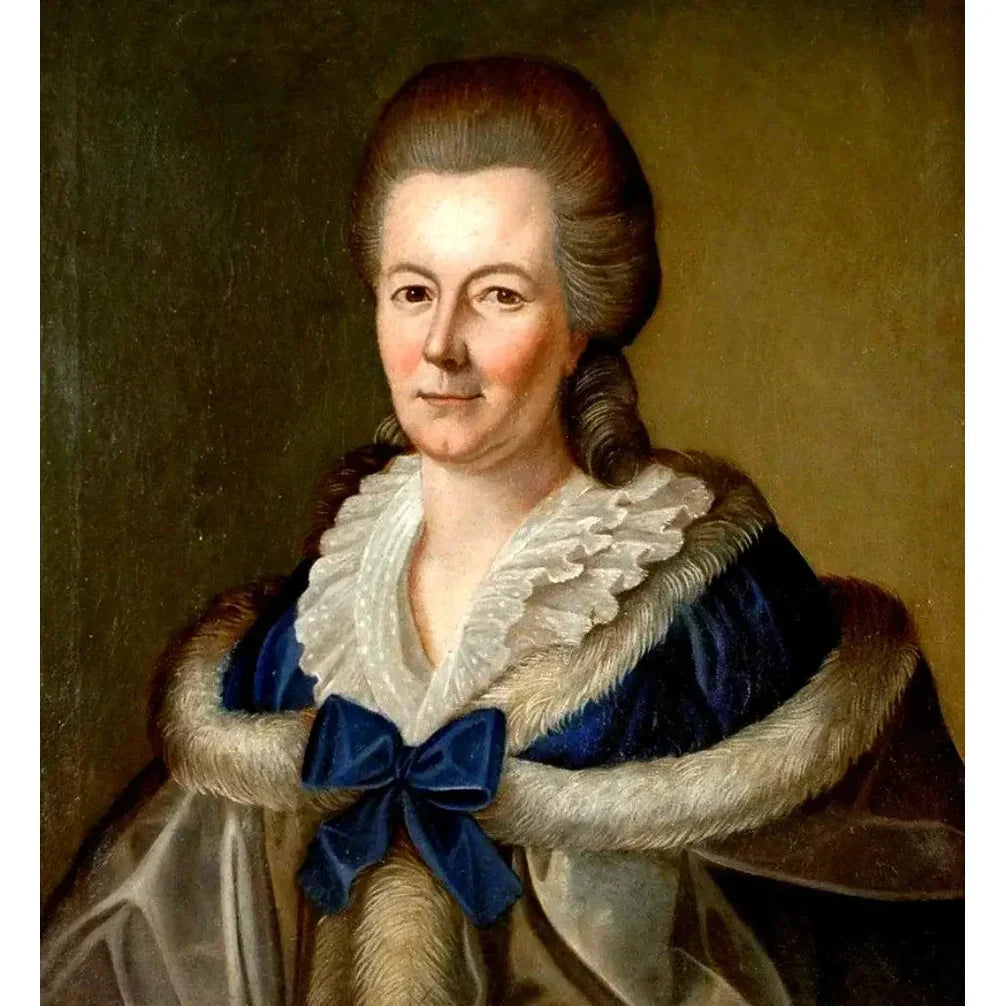 18th century French portrait painting - Lady in period dress with refined Rococo technique