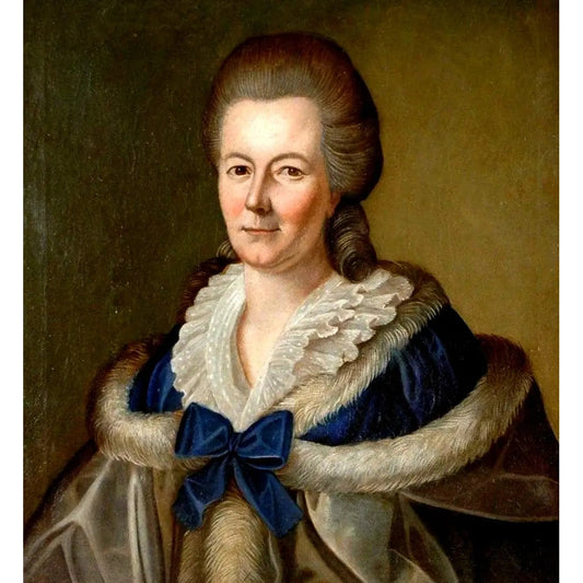 18th century French portrait painting - Lady in period dress with refined Rococo technique