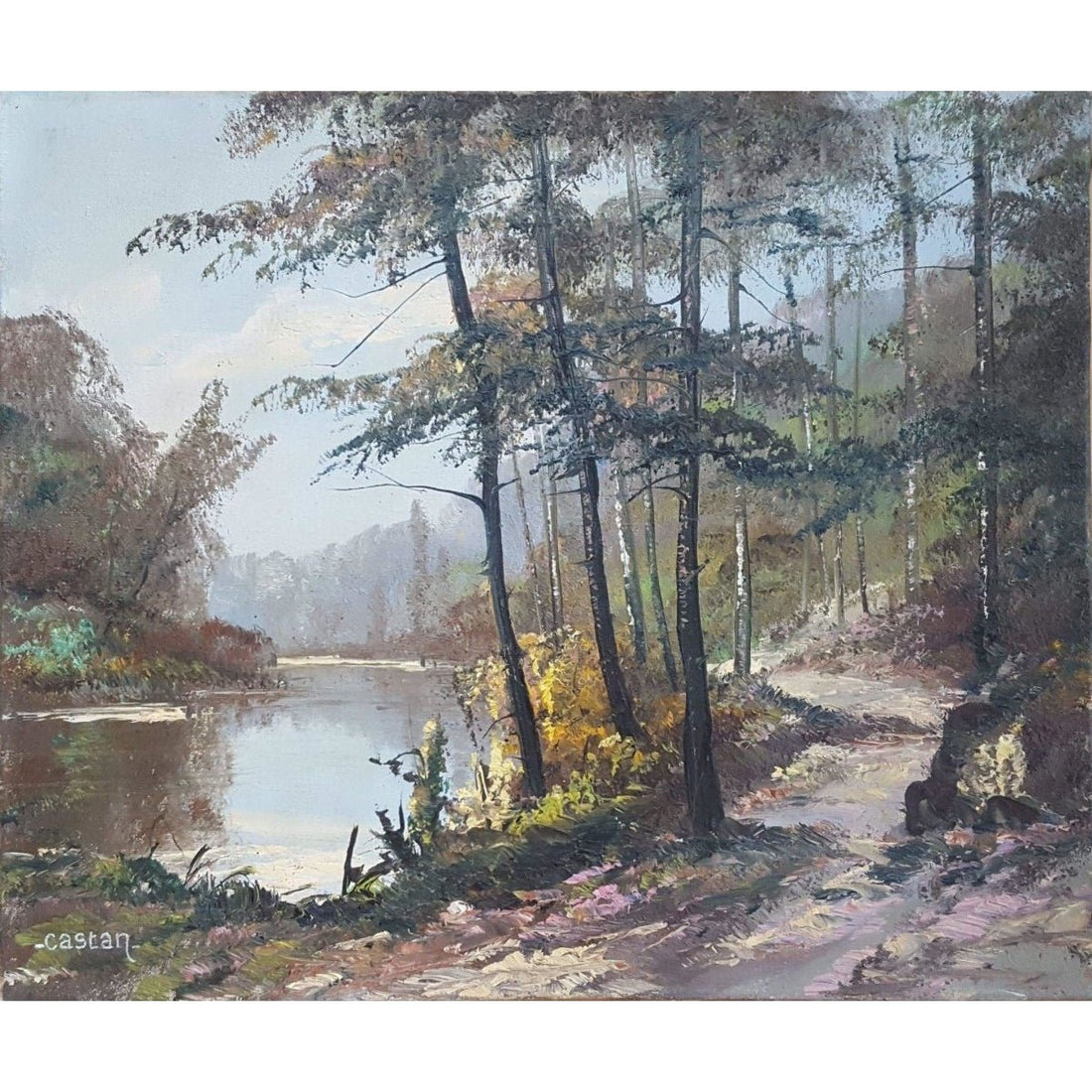 French School - Lake scene - Signed Castan, 1951 - Winckelmann Gallery