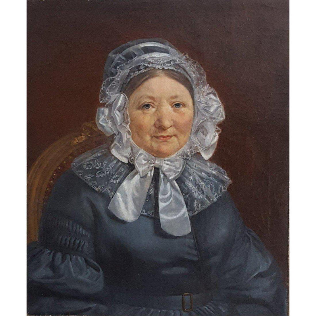 French School - Portrait of a Woman with a Lace Bonnet - Circa 1840 - Winckelmann Gallery