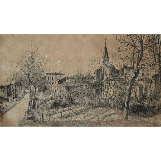 Hure Village View - Drawing Landscape - Winckelmann Gallery
