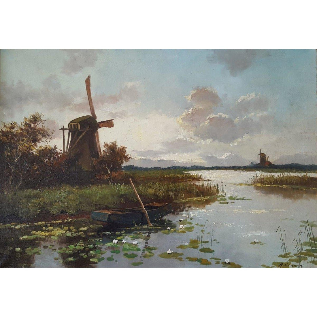R. Hermans - Dutch Windmills - Circa 1880 - Winckelmann Gallery